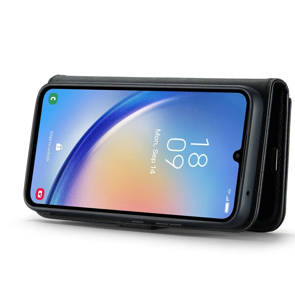 DG.MING For Samsung Galaxy A34 5G Detachable Magnetic Case Split Leather Phone Wallet Stand Drop-proof Cover - Black - 3