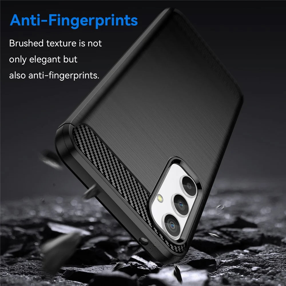 For Samsung Galaxy A34 5G Soft TPU Phone Case Carbon Fiber Texture Brushed Back Cover - Black - 2
