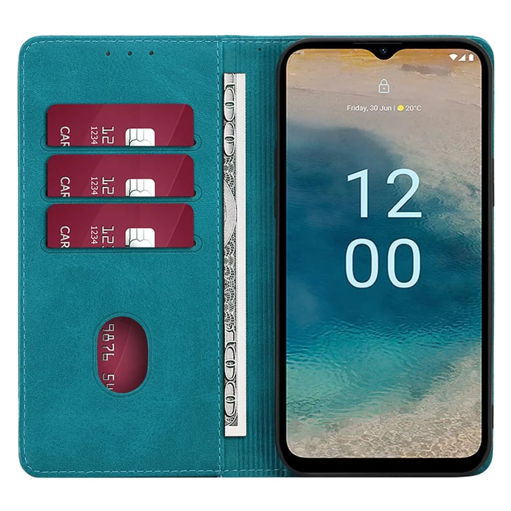 For Nokia C12 4G / C12 Pro / C12 Plus Magnetic Closing Stand Phone Drop-proof Case PU Leather Wallet Shell - Baby Blue - 2