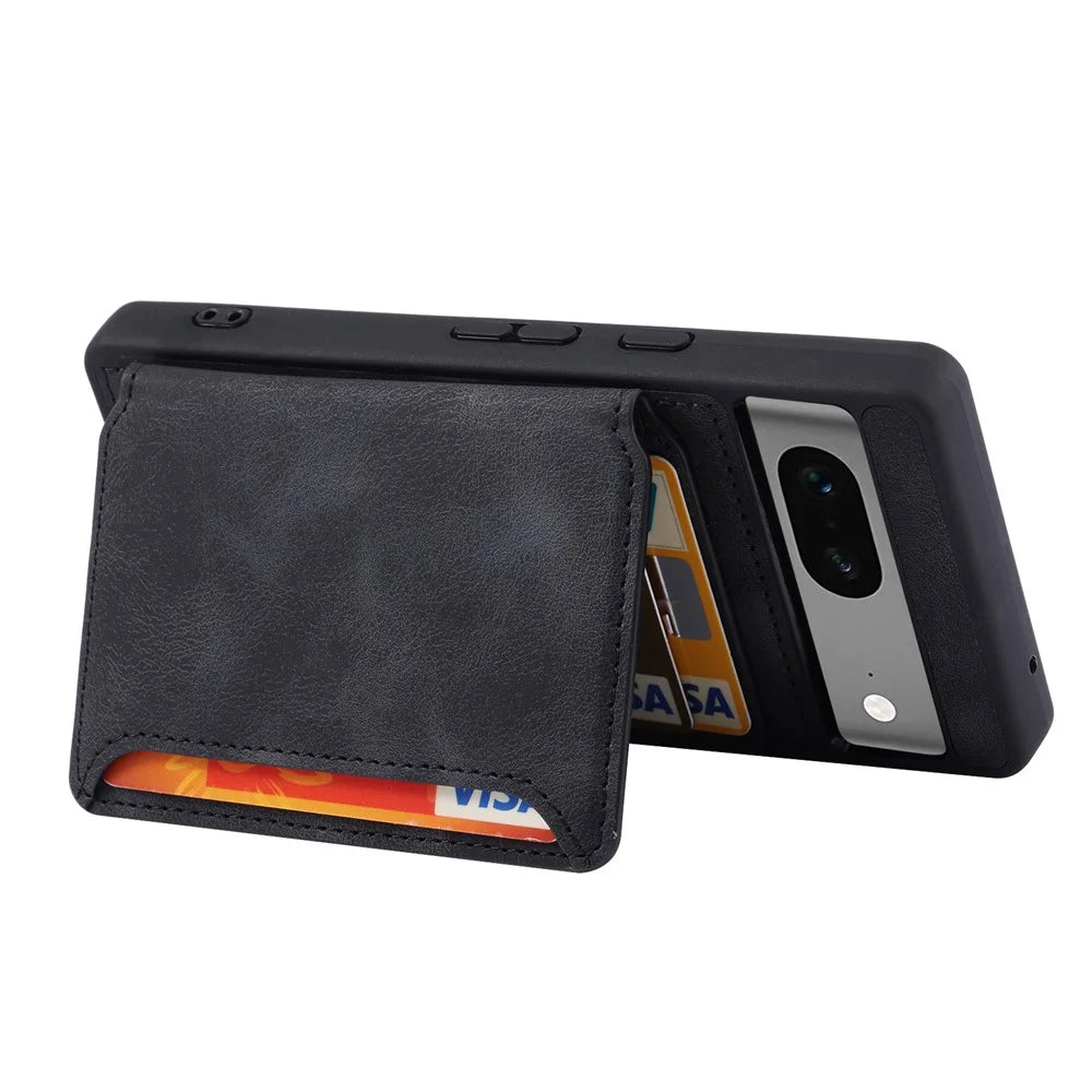 For Google Pixel 8 Kickstand RFID Blocking Phone Wallet Case Anti-drop PU Leather Coated TPU Back Cover - Black - 3