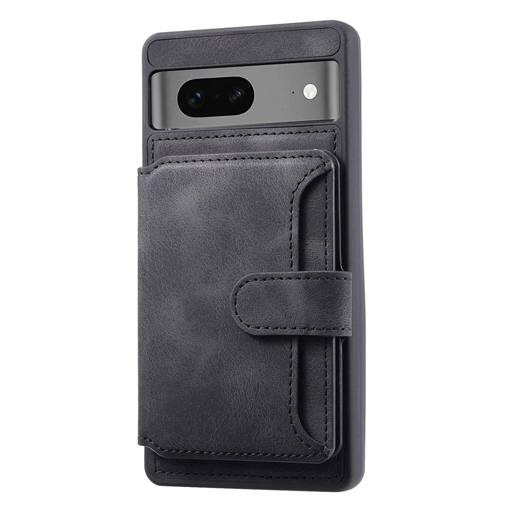 For Google Pixel 8 Kickstand RFID Blocking Phone Wallet Case Anti-drop PU Leather Coated TPU Back Cover - Black - 5