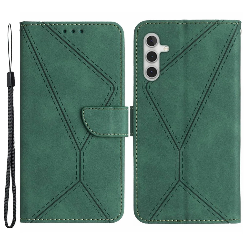 HT05 For Samsung Galaxy A13 5G / A04s 4G (164.7mm) / A04 4G (164.4mm) PU Leather Cover Wallet Phone Case - Green - 1