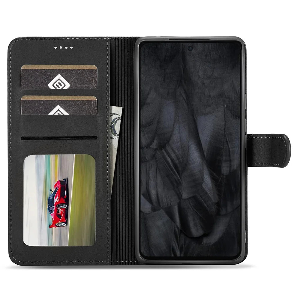 LC.IMEEKE For Google Pixel 8 Pro PU Leather Wallet Phone Case Calf Texture Stand Flip Cover - Black - 2