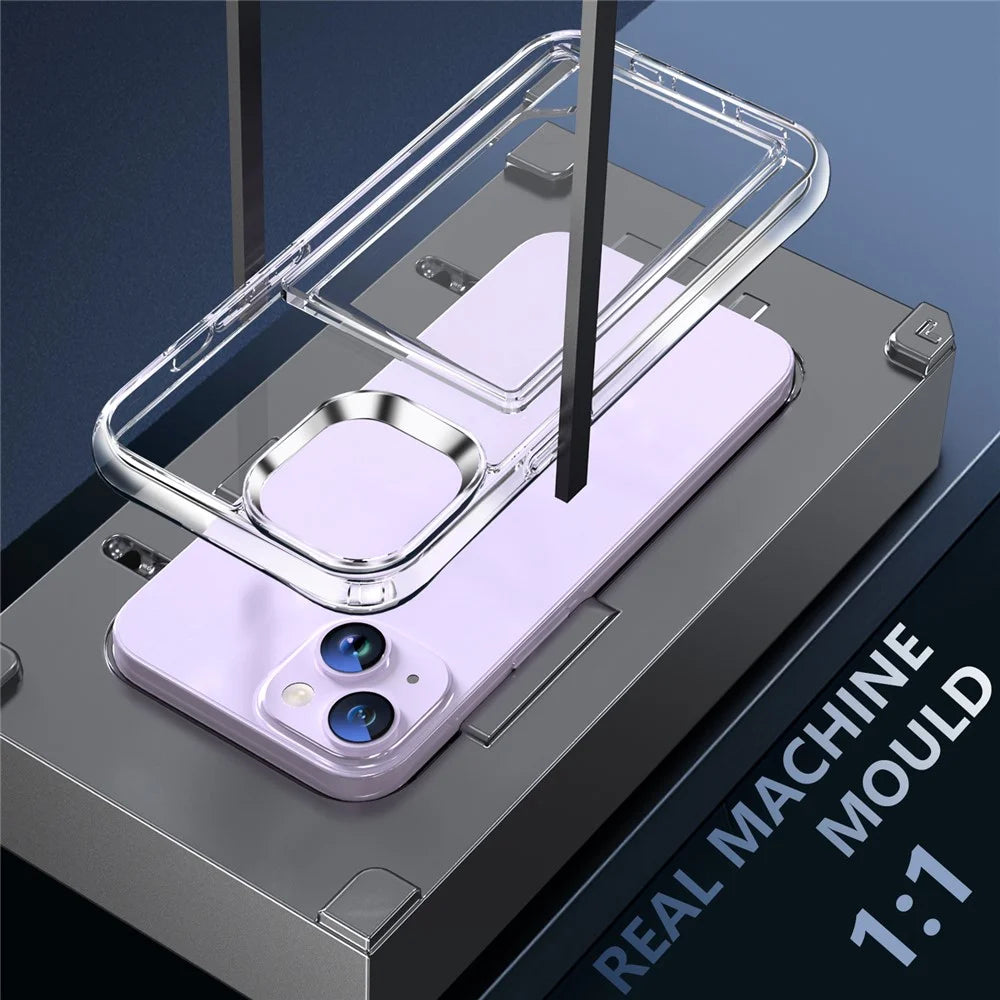 Clear Phone Case for iPhone 14 , Airbag Corner Card Holder TPU + Acrylic Phone Cover - 6