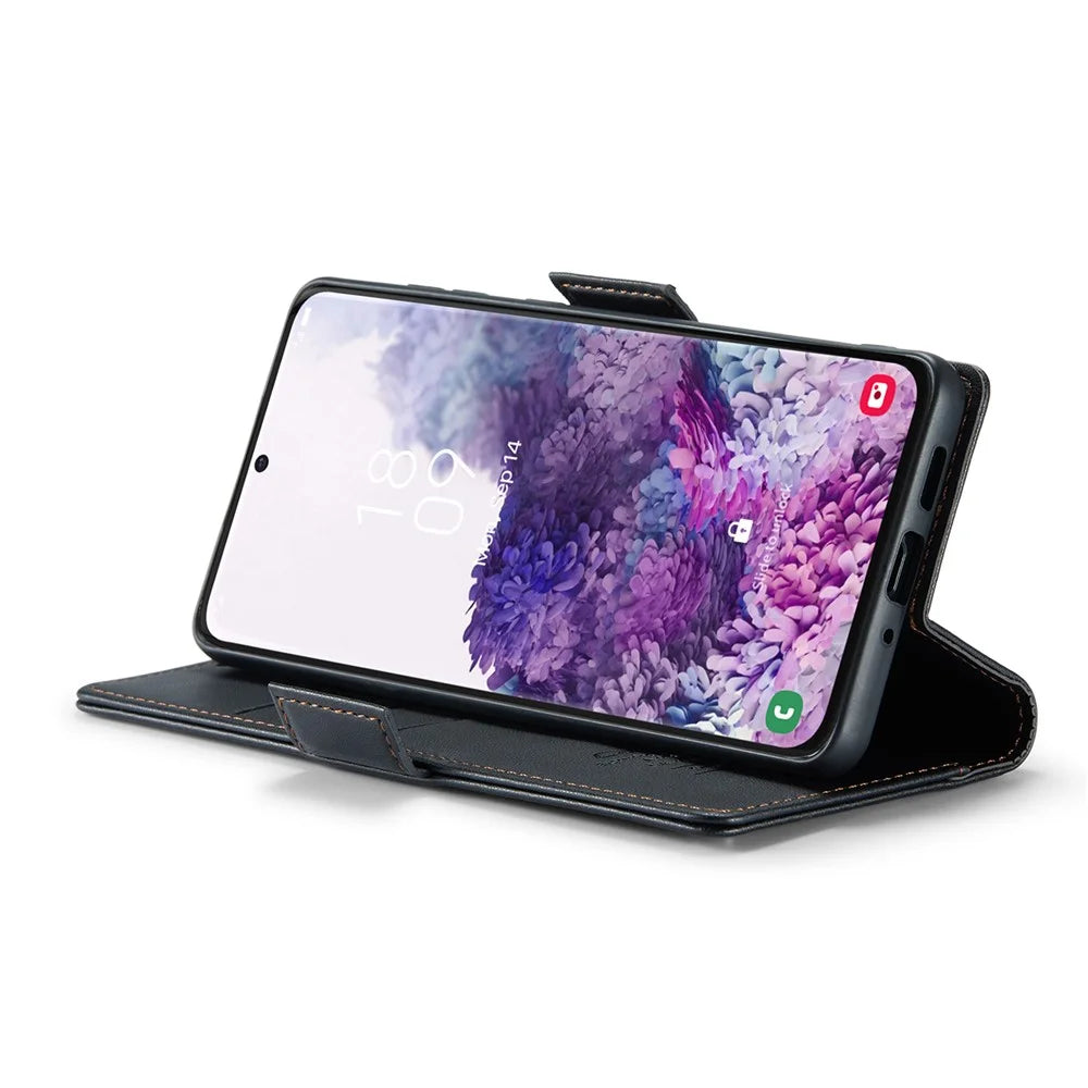 For Samsung Galaxy S20 4G / 5G Leather Case CASEME 023 RFID Blocking 3 Card Slot Mobile Cover - Black - 3