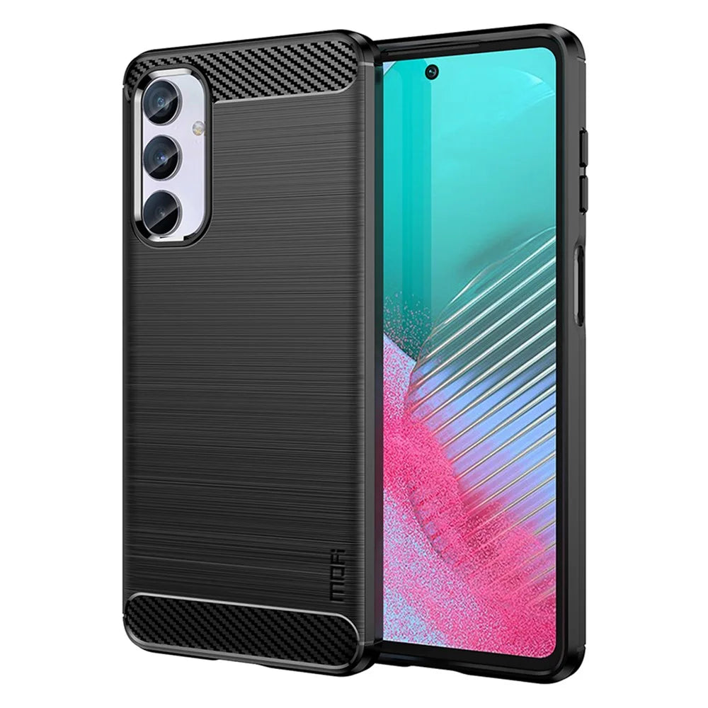 MOFI JK TPU Series-1 for Samsung Galaxy M54 5G / F54 5G Flexible TPU Cover Carbon Fiber Brushed Phone Shell - Black - 1