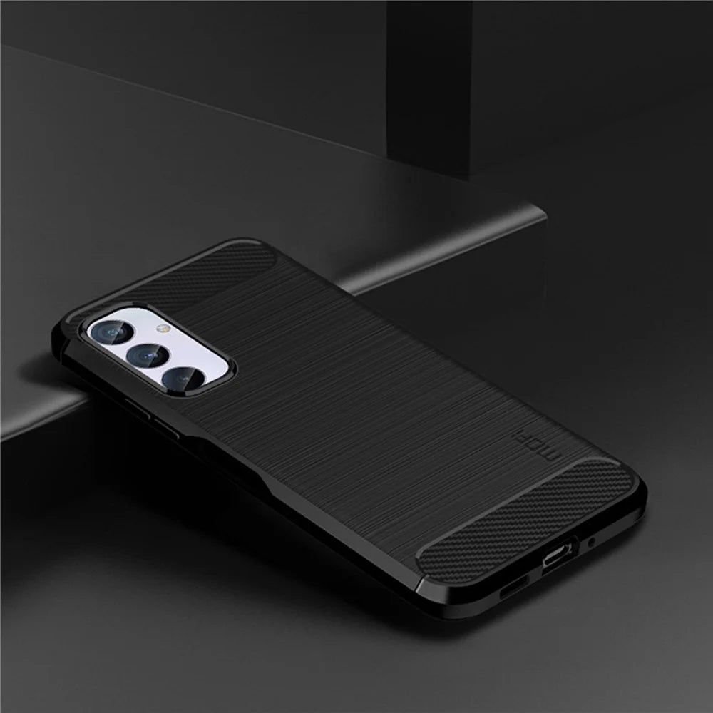 MOFI JK TPU Series-1 for Samsung Galaxy M54 5G / F54 5G Flexible TPU Cover Carbon Fiber Brushed Phone Shell - Black - 3
