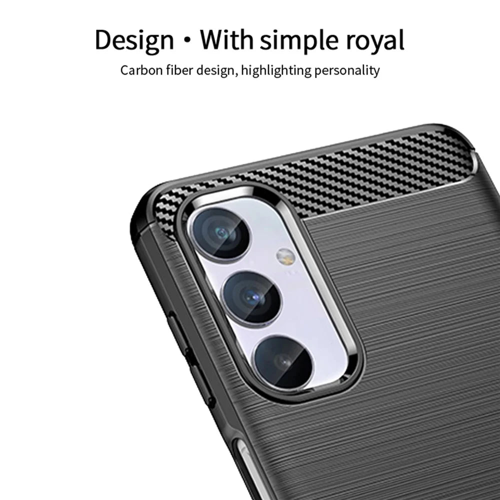 MOFI JK TPU Series-1 for Samsung Galaxy M54 5G / F54 5G Flexible TPU Cover Carbon Fiber Brushed Phone Shell - Black - 5