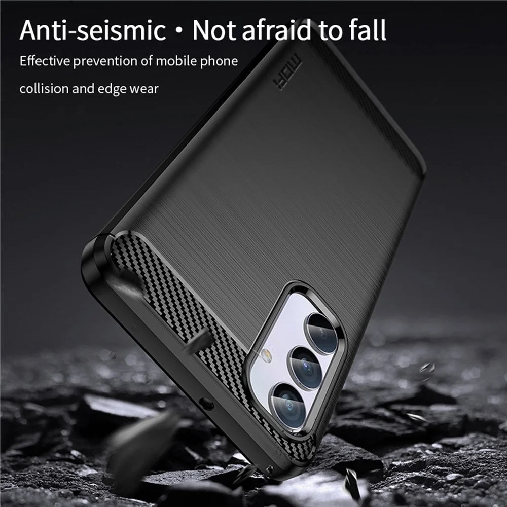MOFI JK TPU Series-1 for Samsung Galaxy M54 5G / F54 5G Flexible TPU Cover Carbon Fiber Brushed Phone Shell - Black - 6
