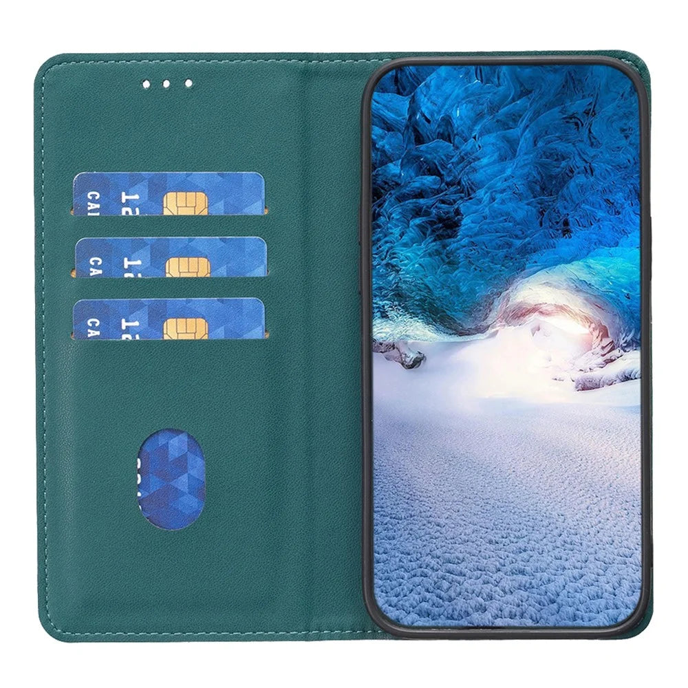 BINFEN COLOR BF18 for Samsung Galaxy S21 4G / 5G PU Leather Stand Phone Case Card Slots Phone Cover - Green - 2