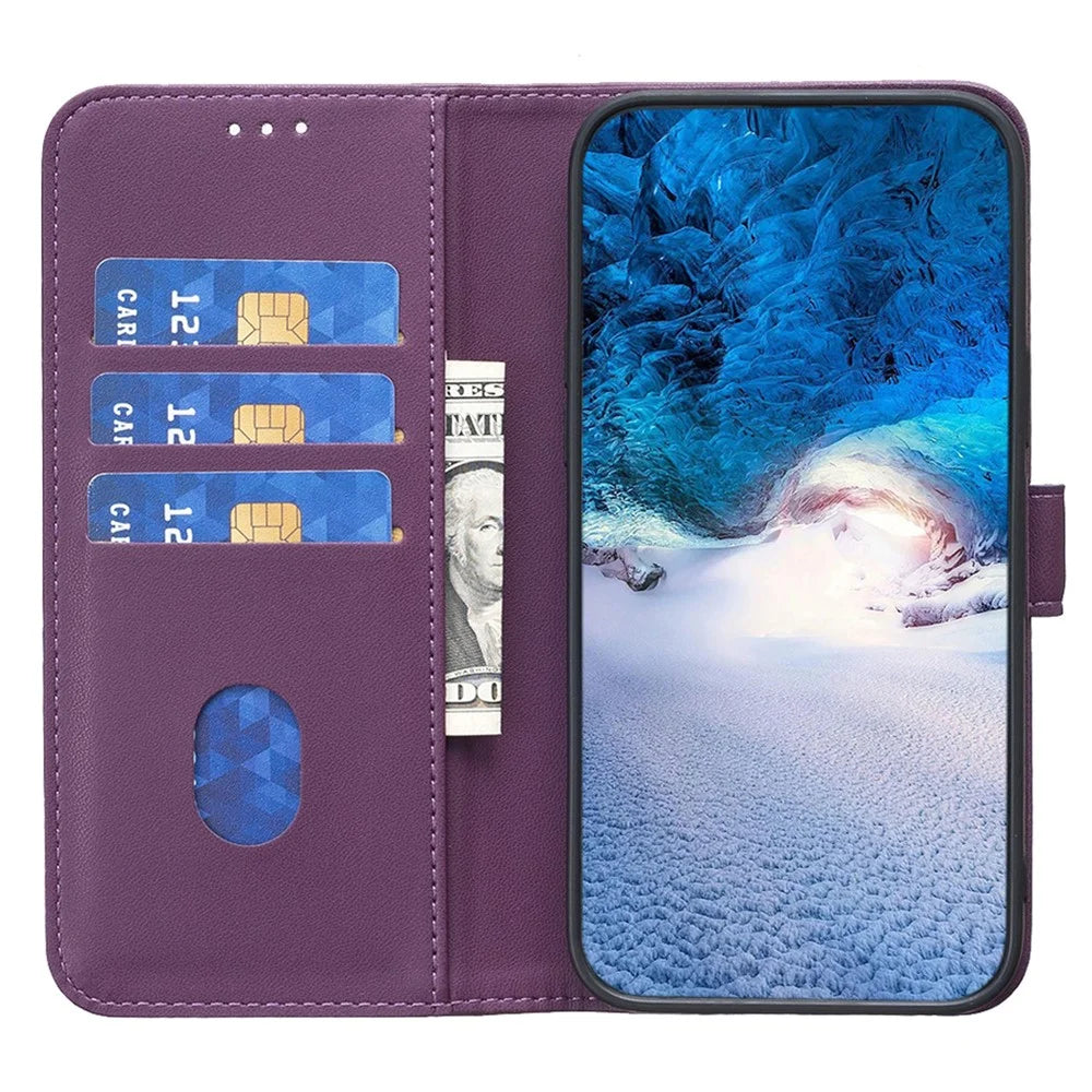 BINFEN COLOR BF17 For Samsung Galaxy S20 FE 5G / S20 FE / S20 FE 2022 / S20 Lite PU Leather Phone Cover Stand Wallet Case - Dark Purple - 2