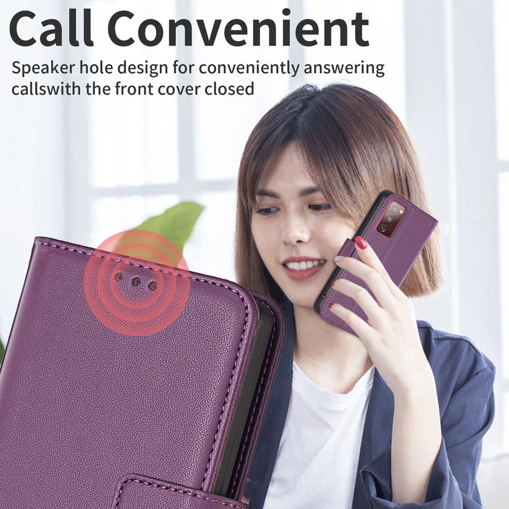 BINFEN COLOR BF17 For Samsung Galaxy S20 FE 5G / S20 FE / S20 FE 2022 / S20 Lite PU Leather Phone Cover Stand Wallet Case - Dark Purple - 6
