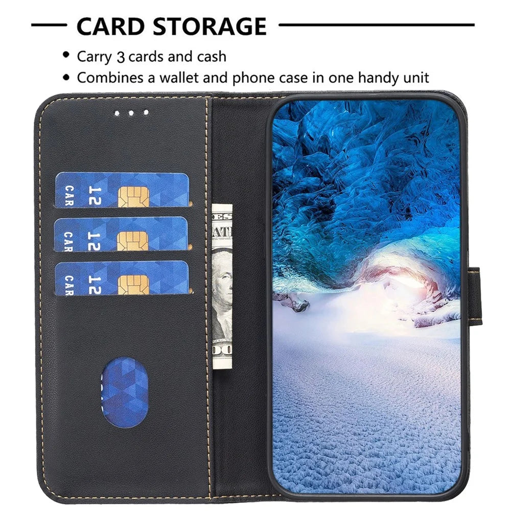 BINFEN COLOR BF17 For Samsung Galaxy S22 Ultra 5G Phone Leather Case Smartphone Cover with Stand Wallet - Black - 3