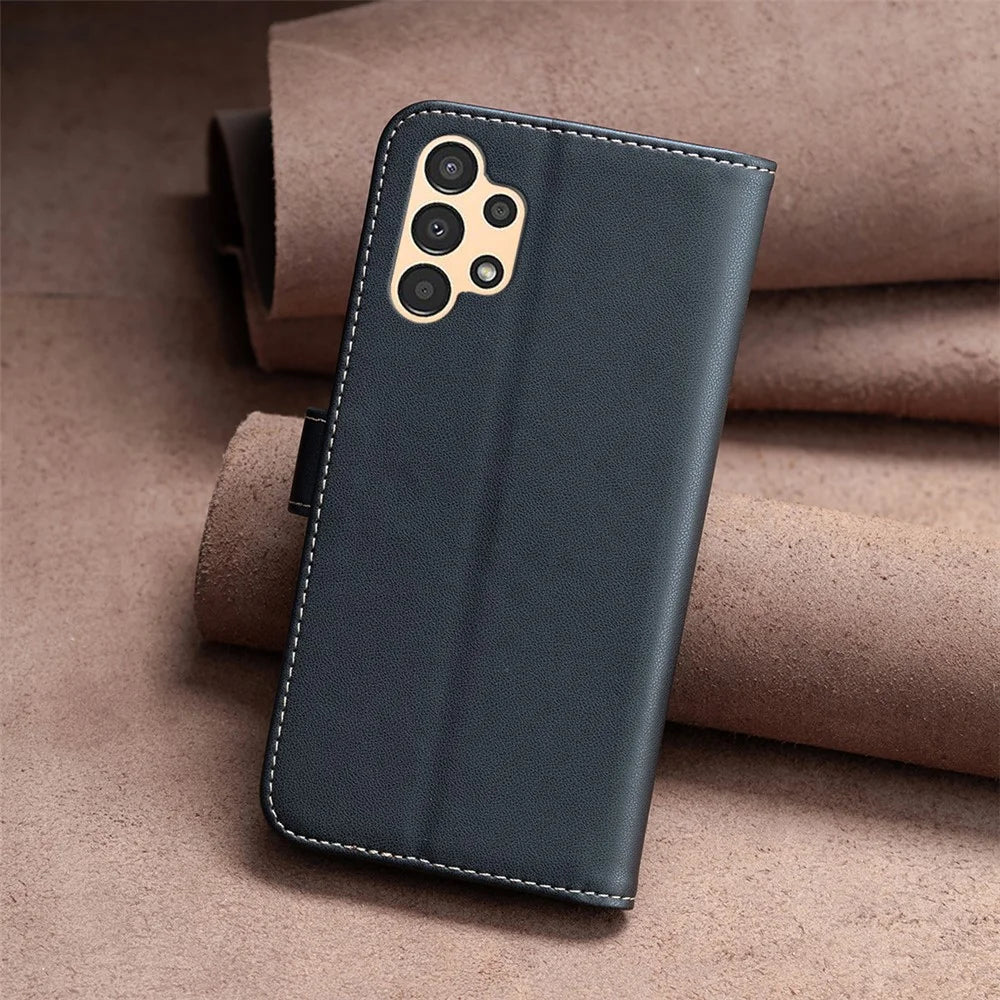 BINFEN COLOR BF17 For Samsung Galaxy A33 5G Phone Stand Case PU Leather + TPU Wallet Phone Cover - Black - 7