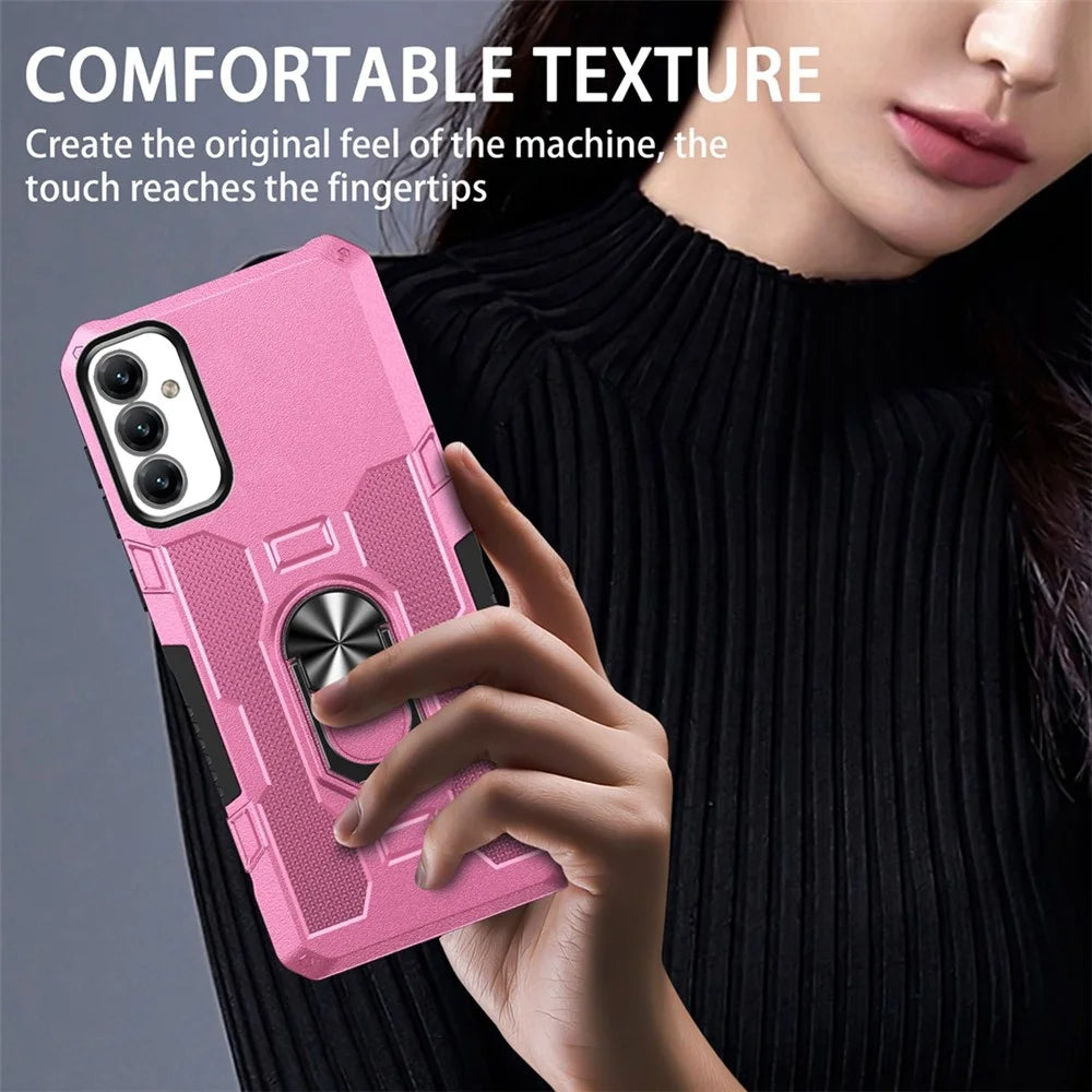 For Samsung Galaxy A14 5G / A14 4G Ring Holder Kickstand Phone Case PC + TPU Protective Cover - Pink - 2