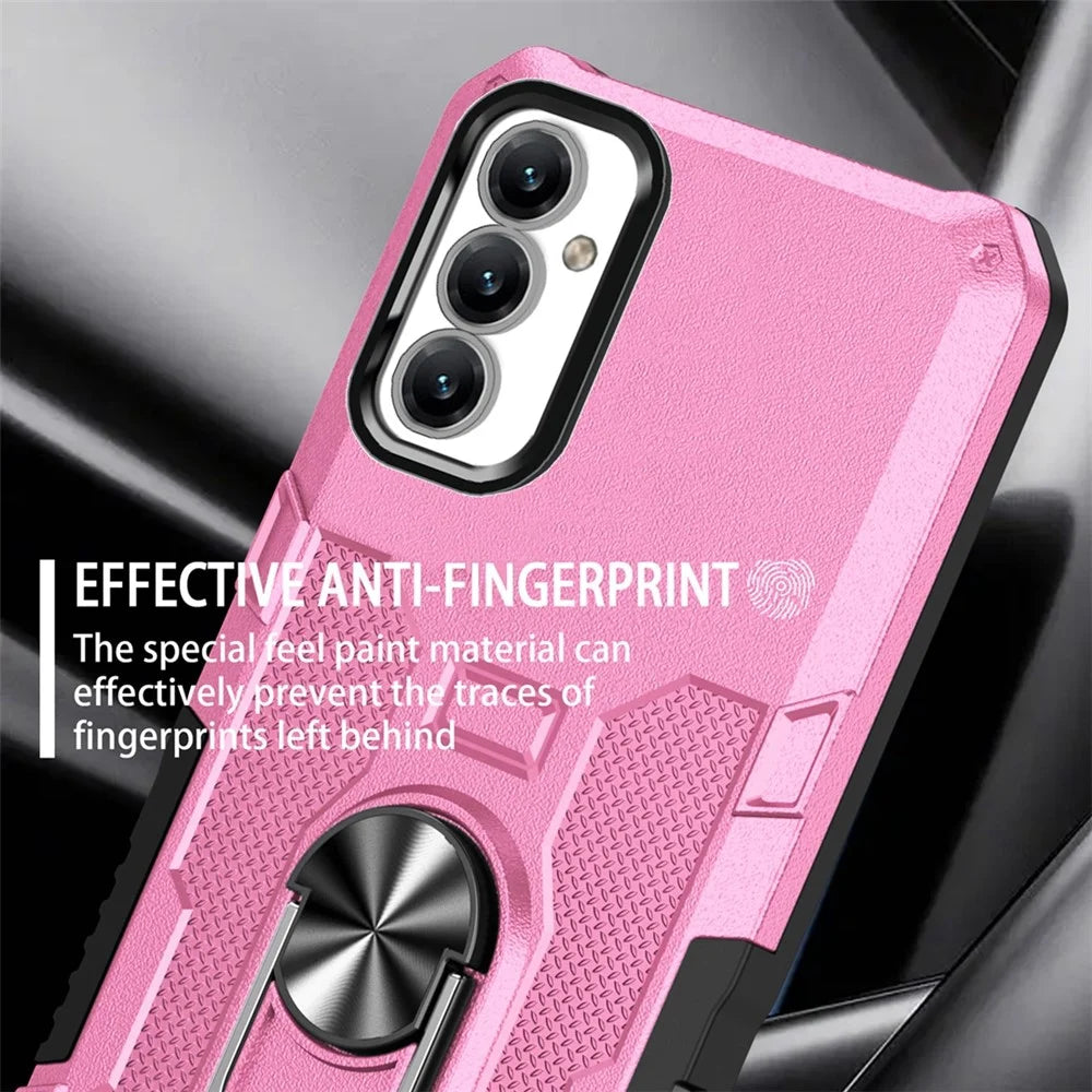 For Samsung Galaxy A14 5G / A14 4G Ring Holder Kickstand Phone Case PC + TPU Protective Cover - Pink - 7