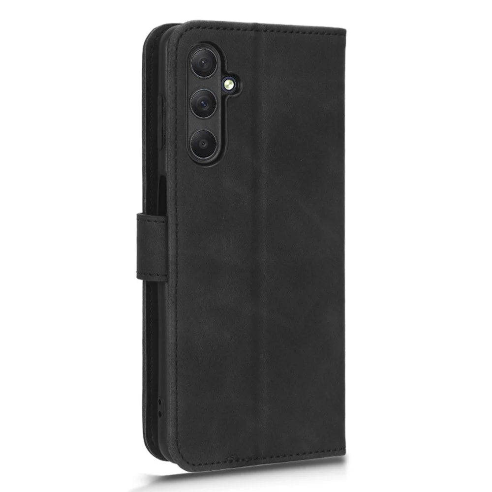 For Samsung Galaxy M54 5G / F54 5G PU Leather Flip Case Skin-touch Wallet Stand Phone Cover - Black - 6