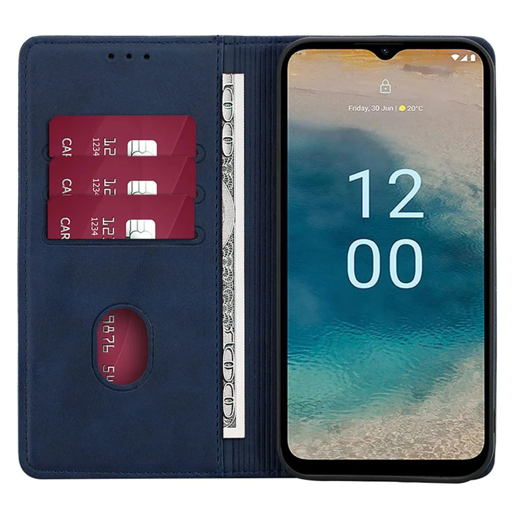 For Nokia G11 Plus 4G Leather Phone Case Calf Texture Phone Cover with Stand Wallet - Sapphire - 2