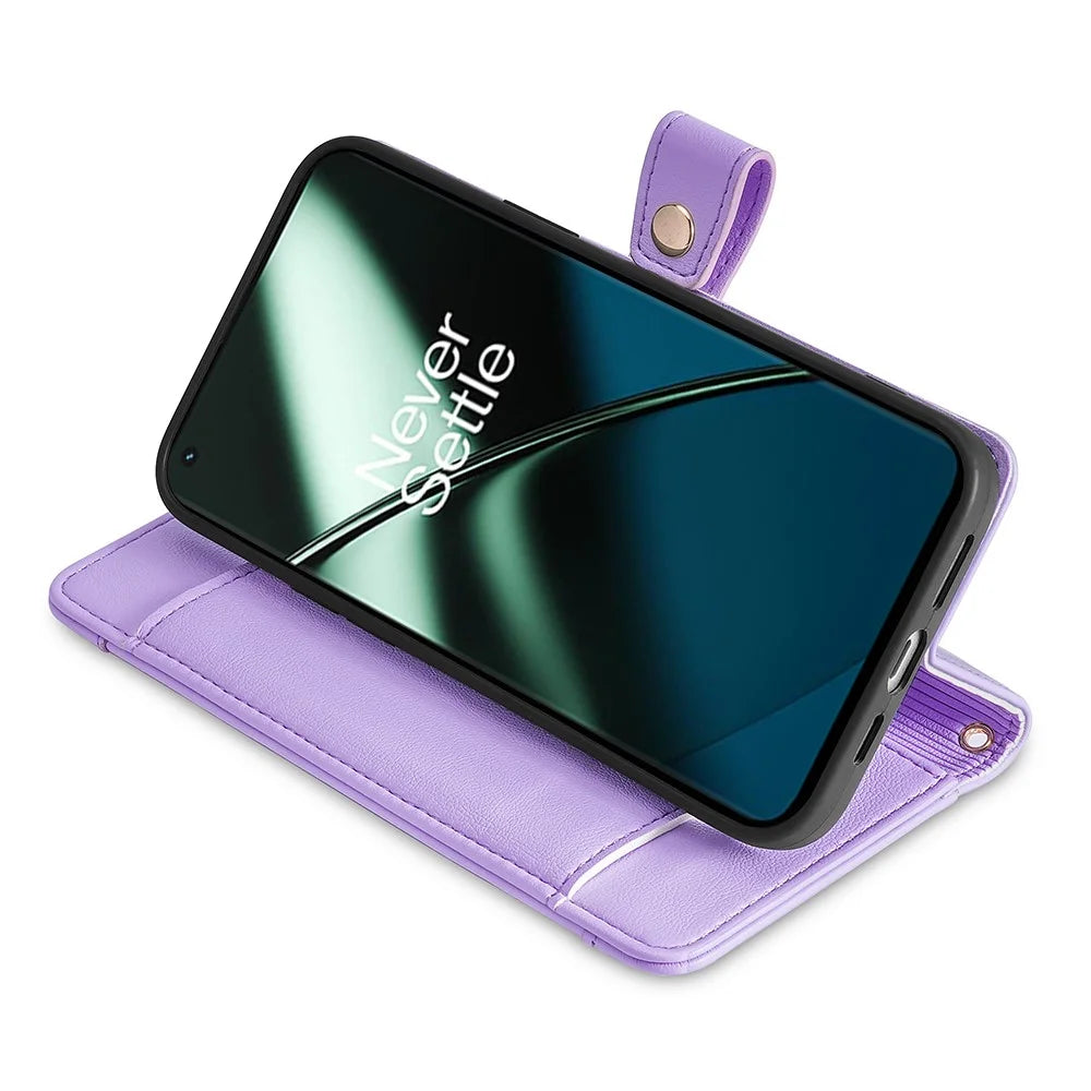 Leather Phone Cover for OnePlus Nord CE 3 Lite 5G / Nord N30 5G Horizontal Stand Wallet Case with Zipper Pocket - Purple - 3