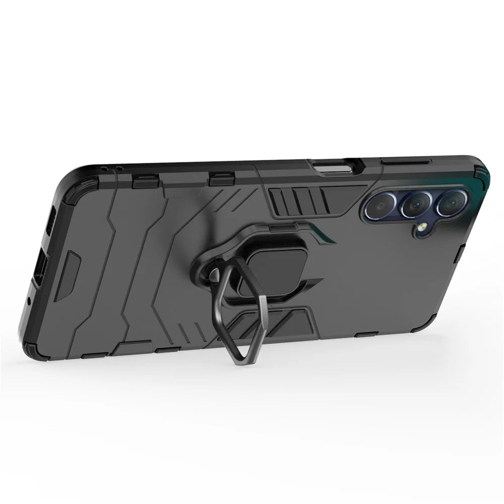 For Samsung Galaxy M54 5G / F54 5G Protective Case with Kickstand Soft TPU Hard PC Rugged Phone Cover - Black - 3