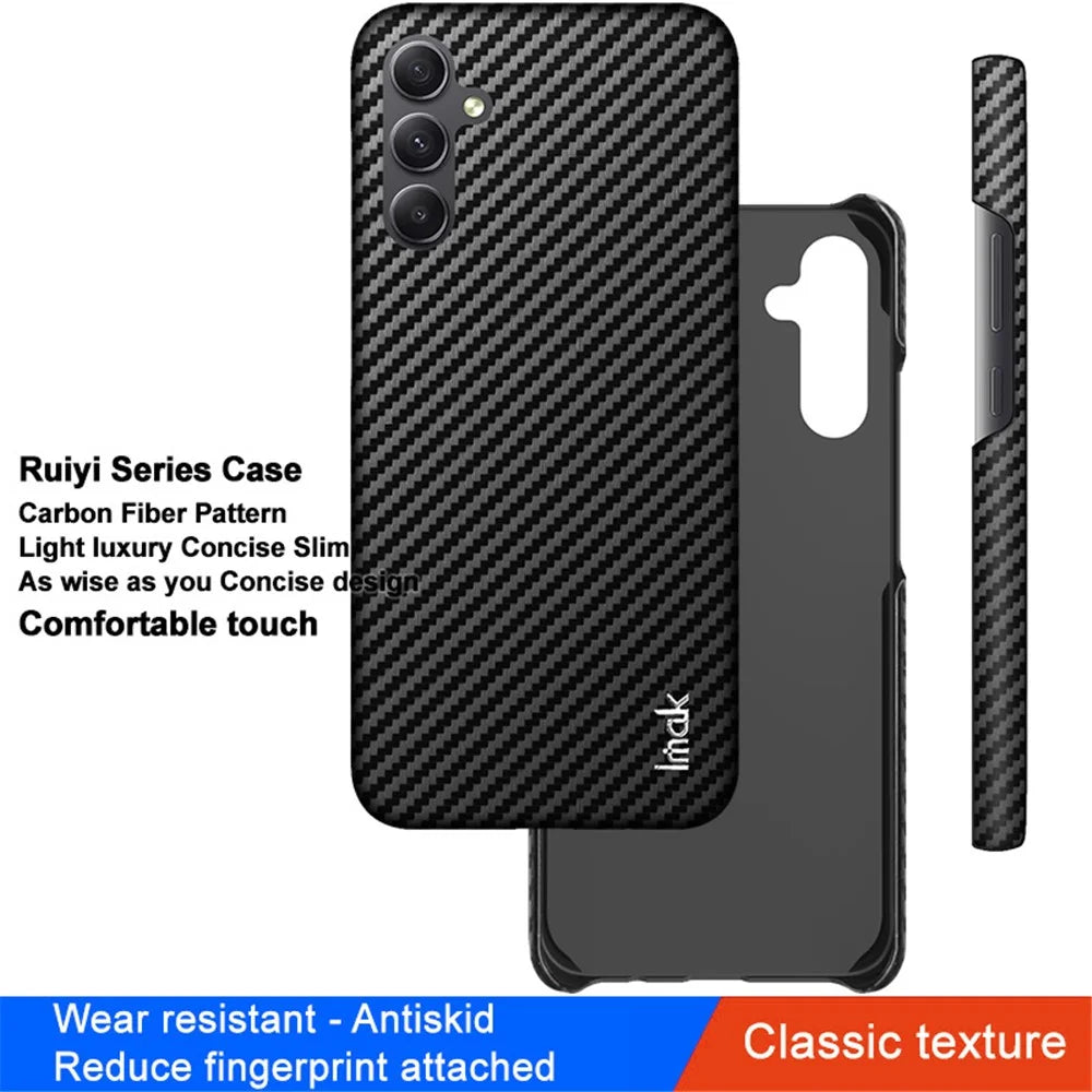 IMAK Ruiyi Series for Samsung Galaxy A54 5G Carbon Fiber Texture Back Cover PU Leather Coated PC Phone Case - 2