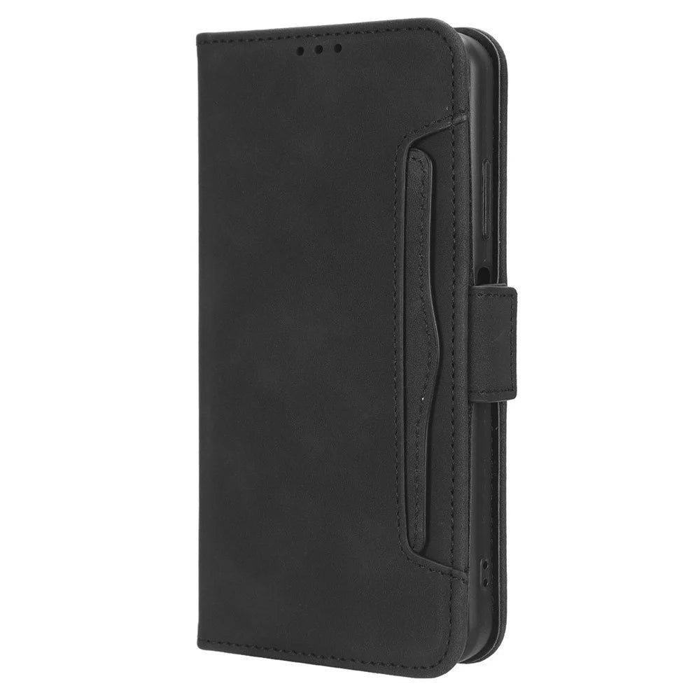 For TCL 40 XE / 40 X T601D / NxtPaper 5G Multiple Card Slots Phone Case PU Leather Protective Cover with Stand Wallet - Black - 6