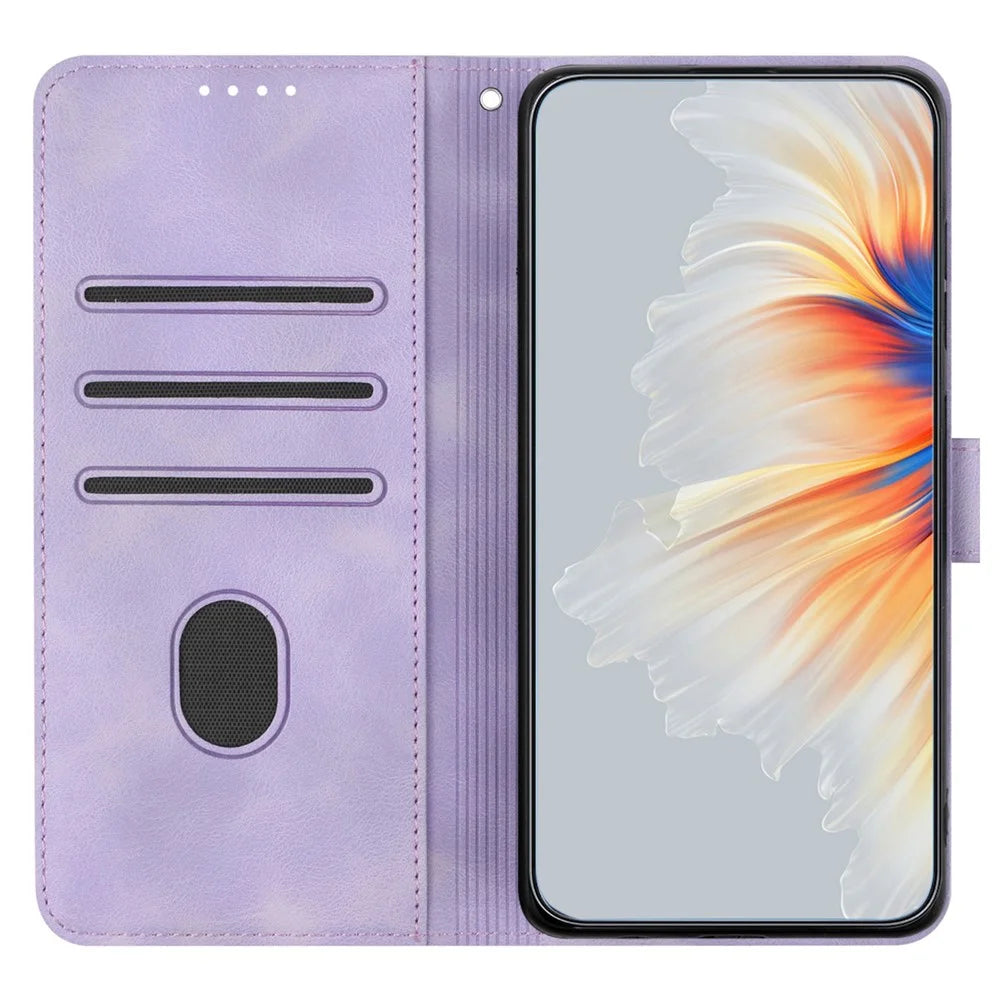 YX0030 For Samsung Galaxy A14 5G / 4G Phone Case PU Leather Wallet Stand Imprinted Pattern Cover - Light Purple - 2