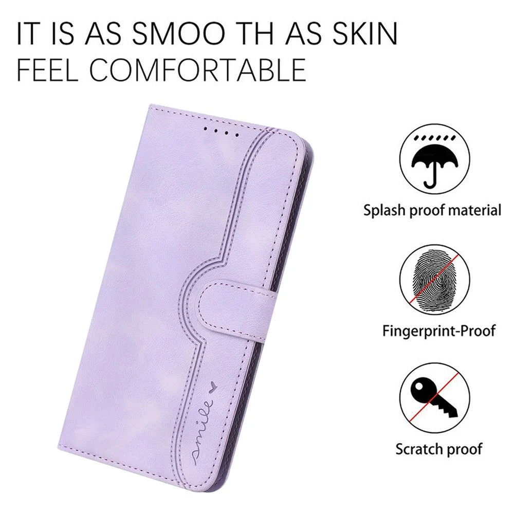 YX0030 For Samsung Galaxy A14 5G / 4G Phone Case PU Leather Wallet Stand Imprinted Pattern Cover - Light Purple - 4
