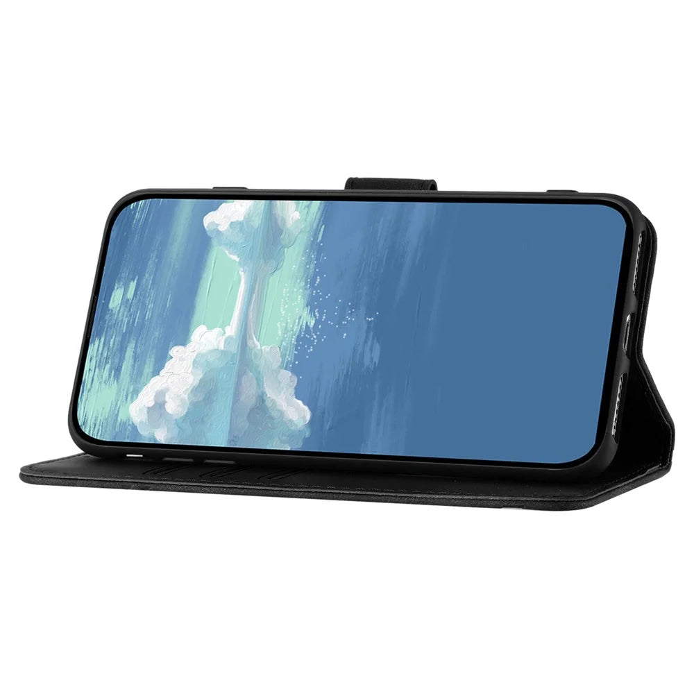 YX0040 For iPhone 14 Pro Max Leather Wallet Phone Case Imprinted Stand Protective Cover - Black - 3