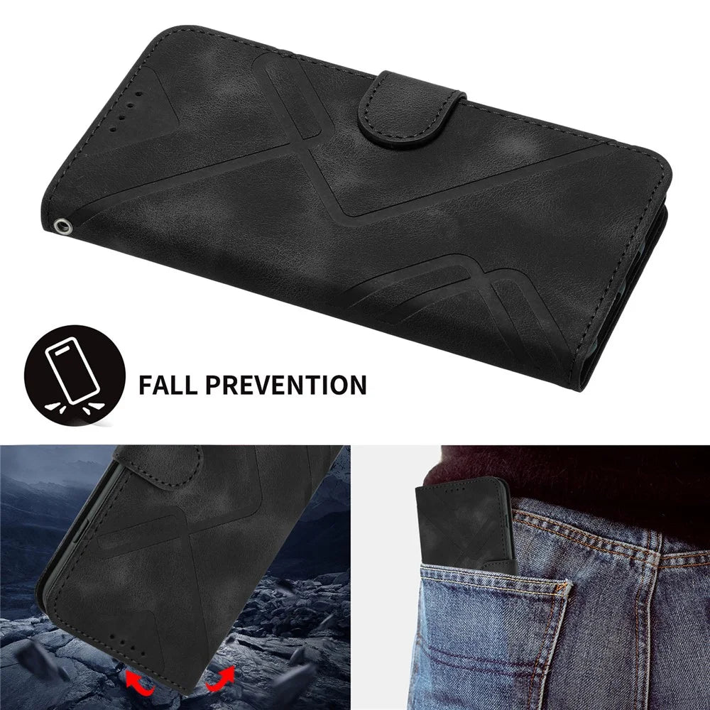 YX0040 For iPhone 14 Pro Max Leather Wallet Phone Case Imprinted Stand Protective Cover - Black - 5