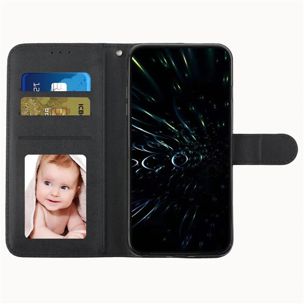 For Samsung Galaxy M14 5G PU Leather Smartphone Case Magnetic Clasp Cell Phone Wallet Stand Cover - Black - 2