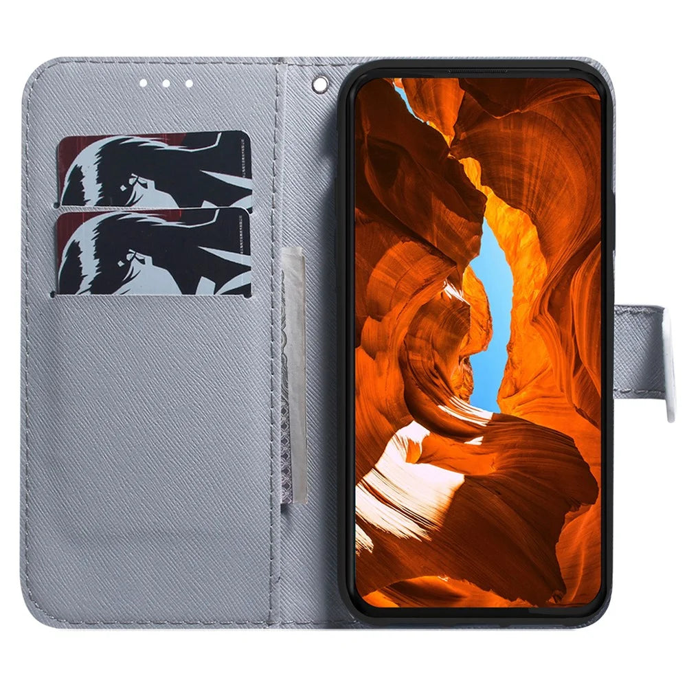 Anti-Drop PU Leather Flip Cover for Nokia C22 Pattern Printing Wallet Phone Case - Wolf - 2