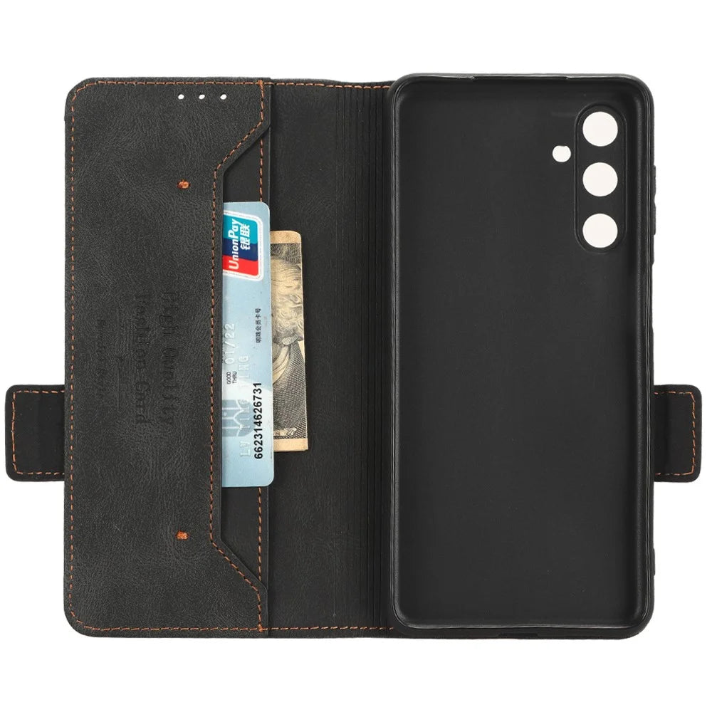For Samsung Galaxy M54 5G / F54 5G Wallet Phone Case Hardware Decor PU Leather Cover with Stand - Black - 2