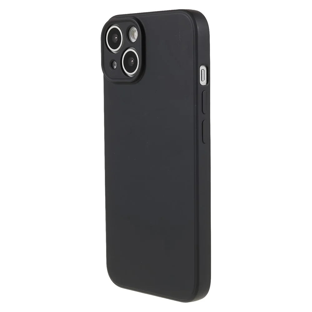 For iPhone 13 mini Rubberized TPU Case Fiber Lining Scratch Resistant Phone Cover - Black - 1