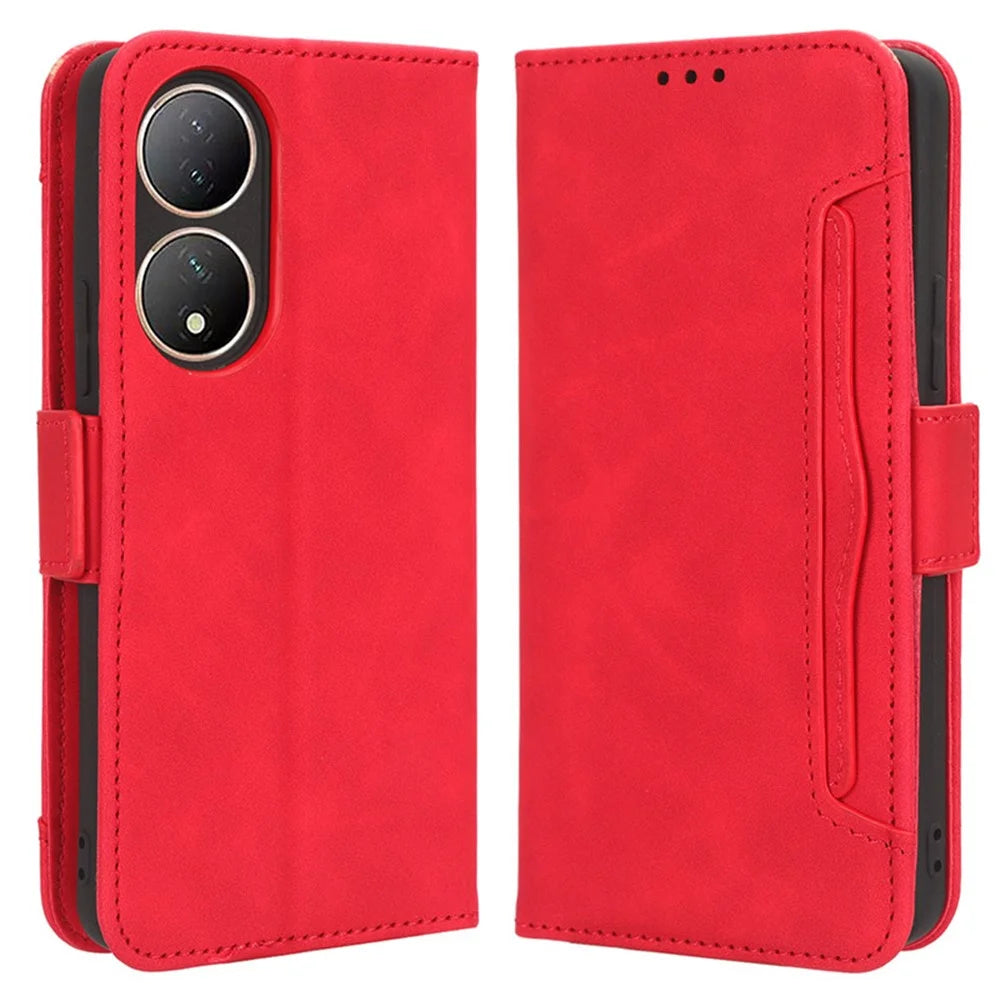 For vivo Y100 5G / T2 5G Multiple Card Slots Drop-proof PU Leather Phone Case Stand Wallet Cover - Red - 1