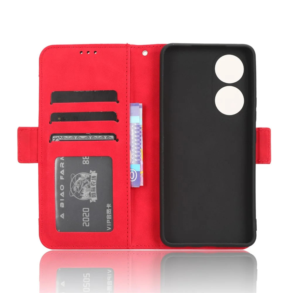 For vivo Y100 5G / T2 5G Multiple Card Slots Drop-proof PU Leather Phone Case Stand Wallet Cover - Red - 2