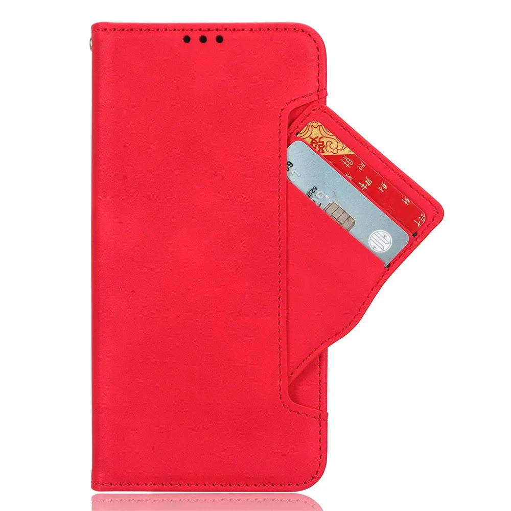 For vivo Y100 5G / T2 5G Multiple Card Slots Drop-proof PU Leather Phone Case Stand Wallet Cover - Red - 6
