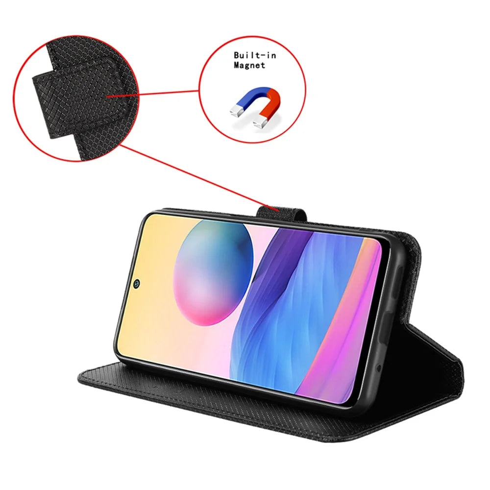 Diamond Texture Shell for Blackview A53 / A53 Pro PU Leather Wallet Case Flip Stand Phone Cover - Black - 5
