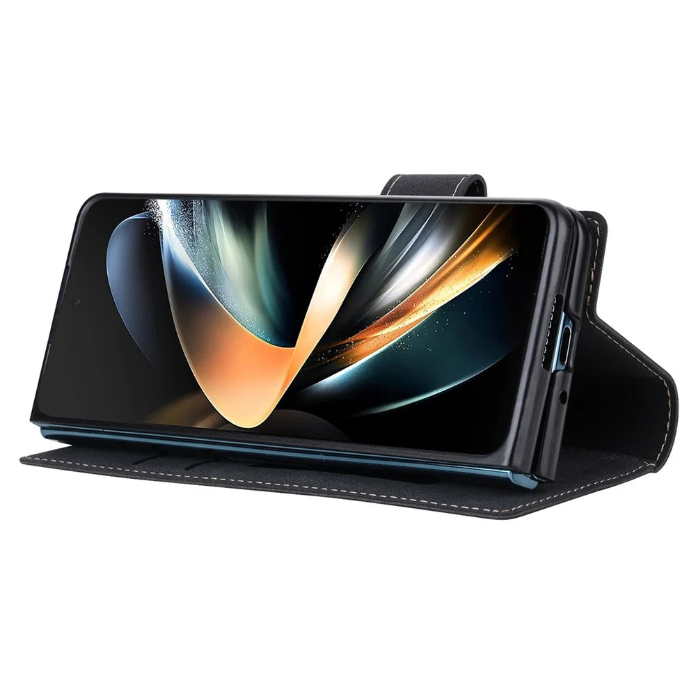 VILI PR Series For Samsung Galaxy Z Fold4 5G Stand Wallet Case Anti-Scratch PU Leather+PC Phone Cover - Black - 3