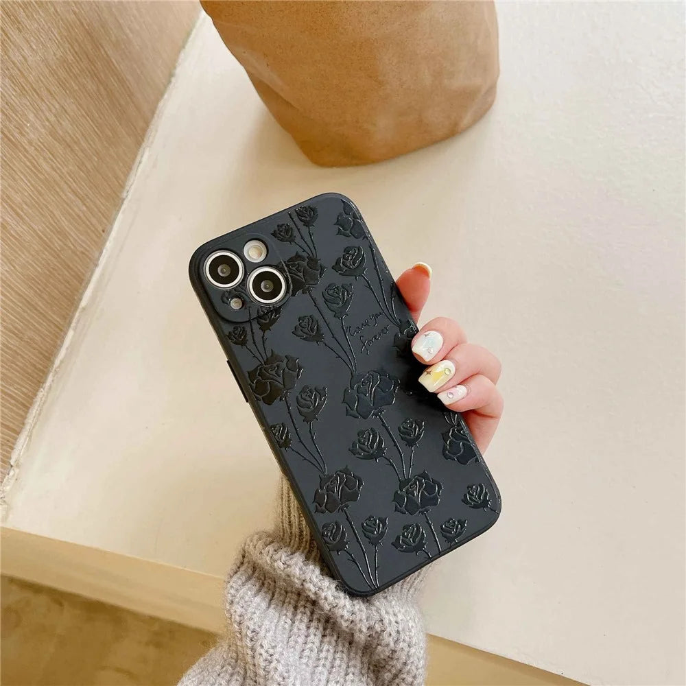 Back Shell for iPhone 14 Phone Case Pattern Printing Soft TPU Protective Cellphone Cover - Rose - 4