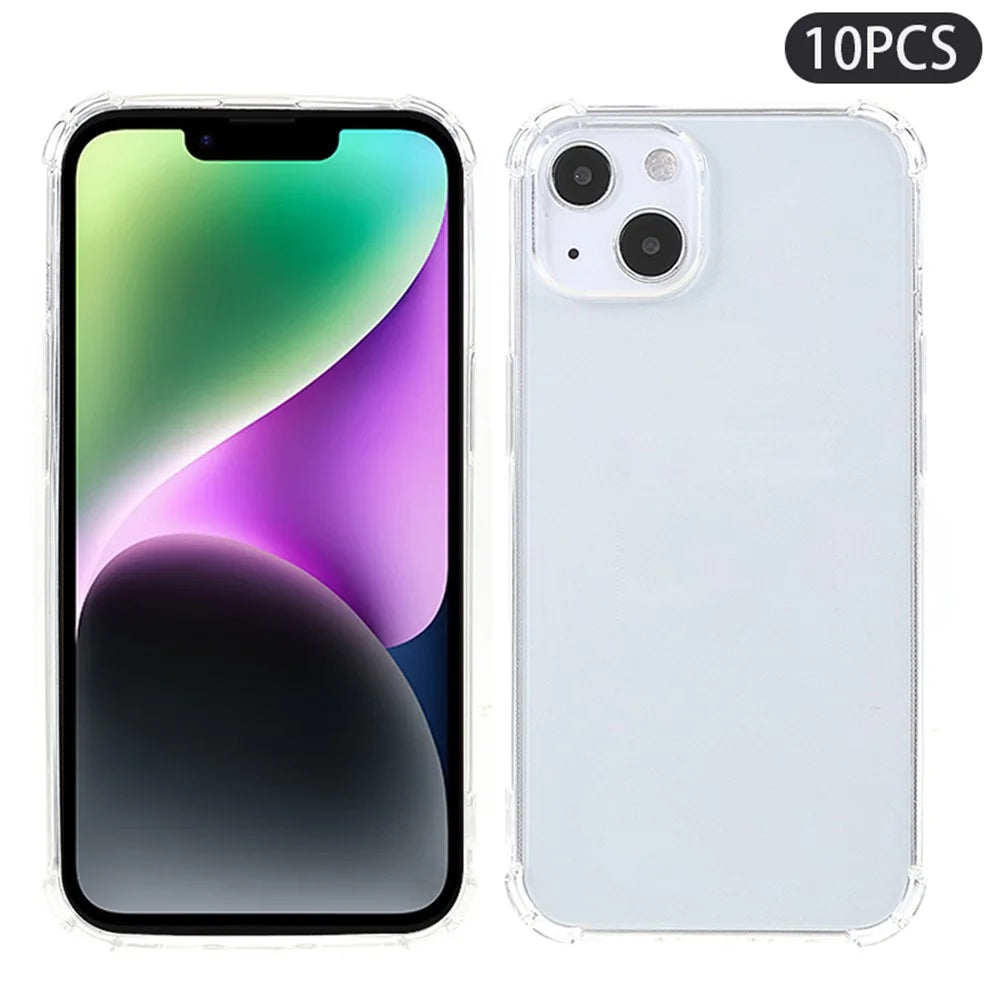 10Pcs Watermark-free Phone Cover for iPhone 14 Plus 1.5mm Clear Corner Protection TPU Case - 1