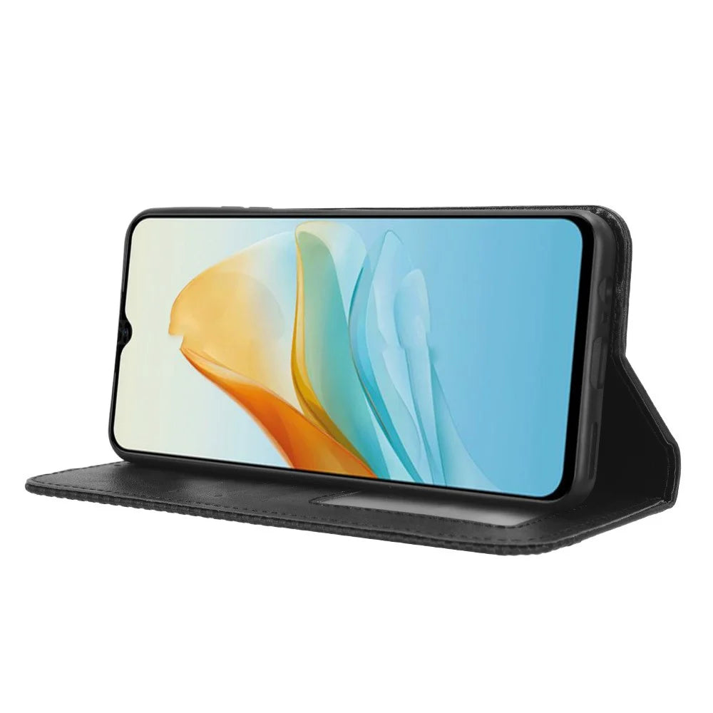 For ZTE Blade V41 Vita / Blade V50 Design 5G / V40 Design / Axon 40 Lite / nubia Neo Retro PU Leather Phone Case Stand Wallet Cover - Black - 3