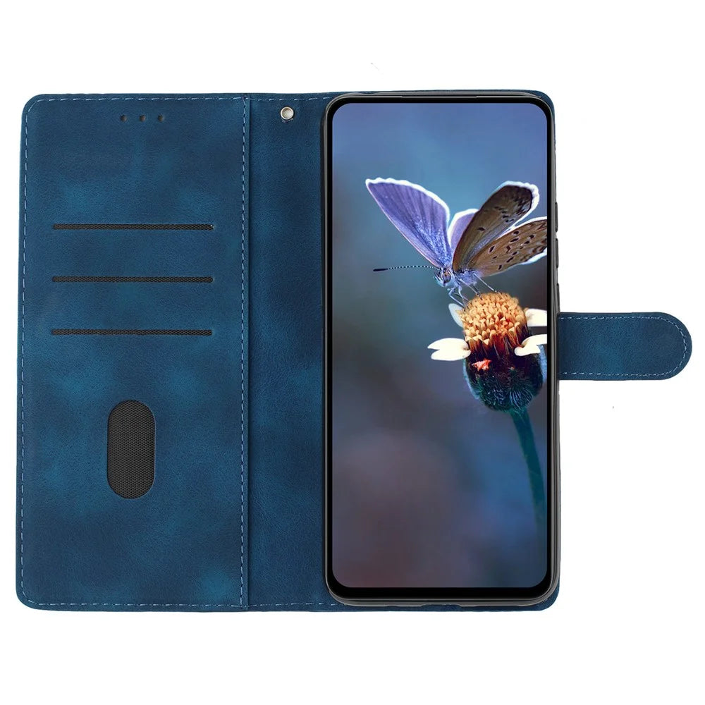 For Samsung Galaxy A42 5G Wallet Phone Case Flower Imprint Stand Anti-drop Cover - Blue - 2