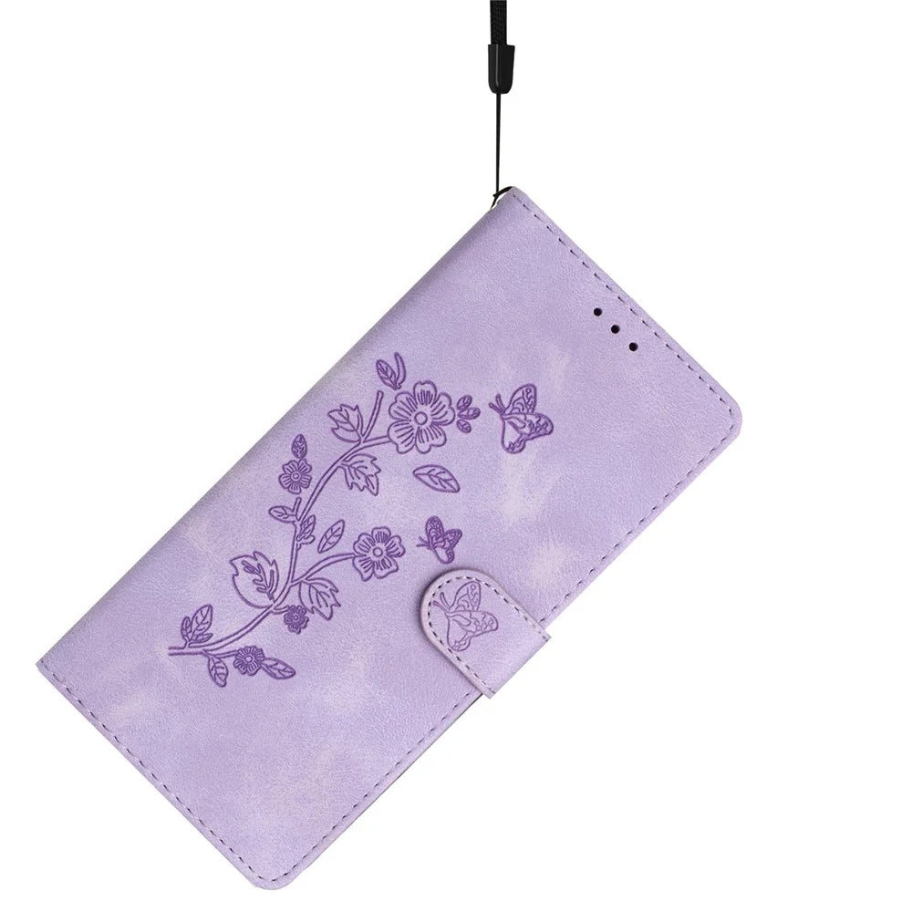 For Samsung Galaxy A52 4G / 5G / A52s 5G Leather Case Flower Imprint Wallet Stand Cell Phone Cover - Purple - 6
