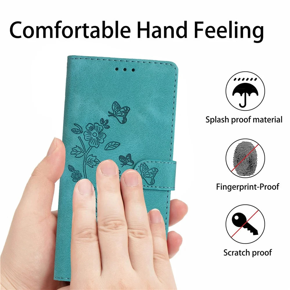 For Samsung Galaxy A50 / A50s / A30s Stand Wallet Case Flower Imprint PU Leather Phone Cover - Sky Blue - 5