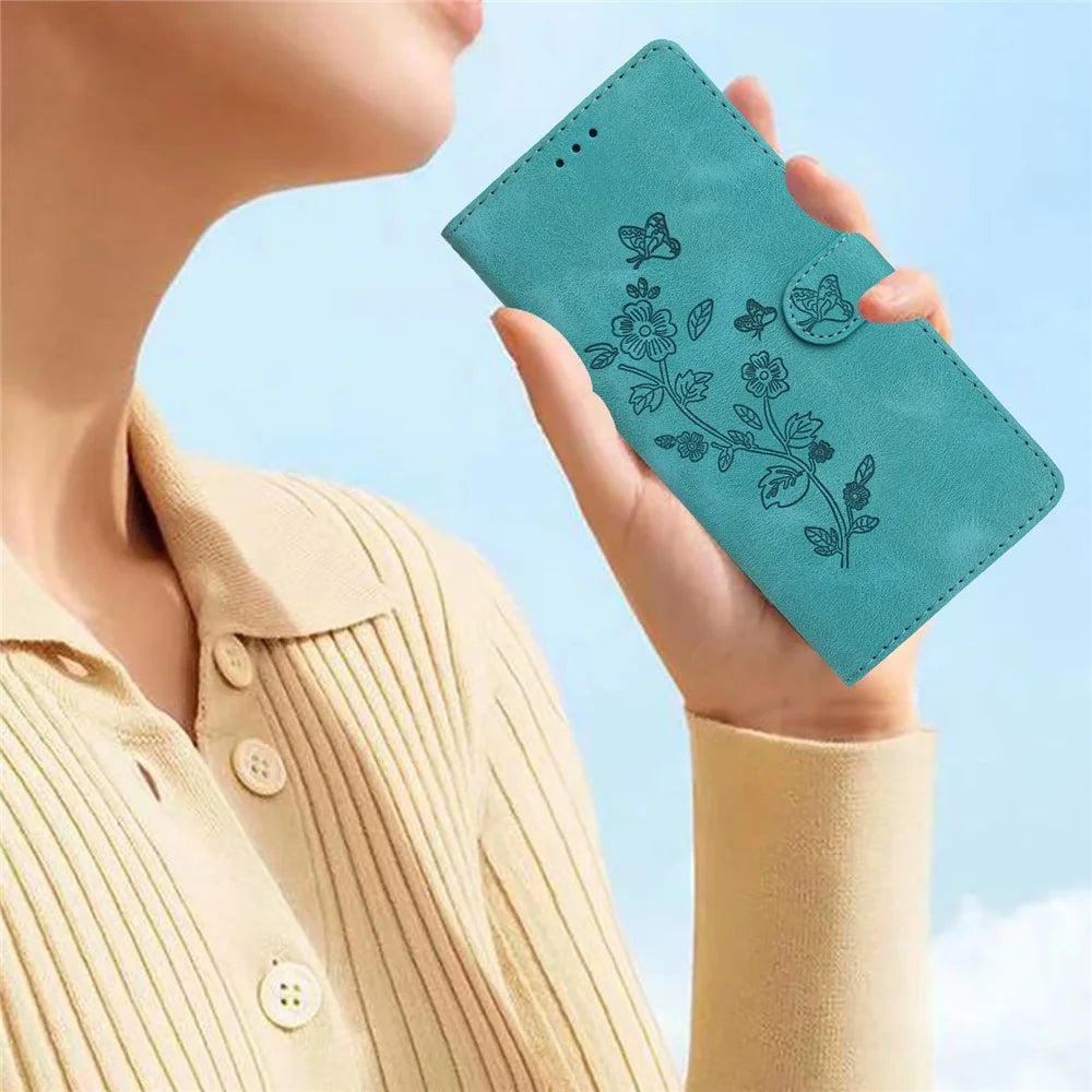 For Samsung Galaxy A50 / A50s / A30s Stand Wallet Case Flower Imprint PU Leather Phone Cover - Sky Blue - 7