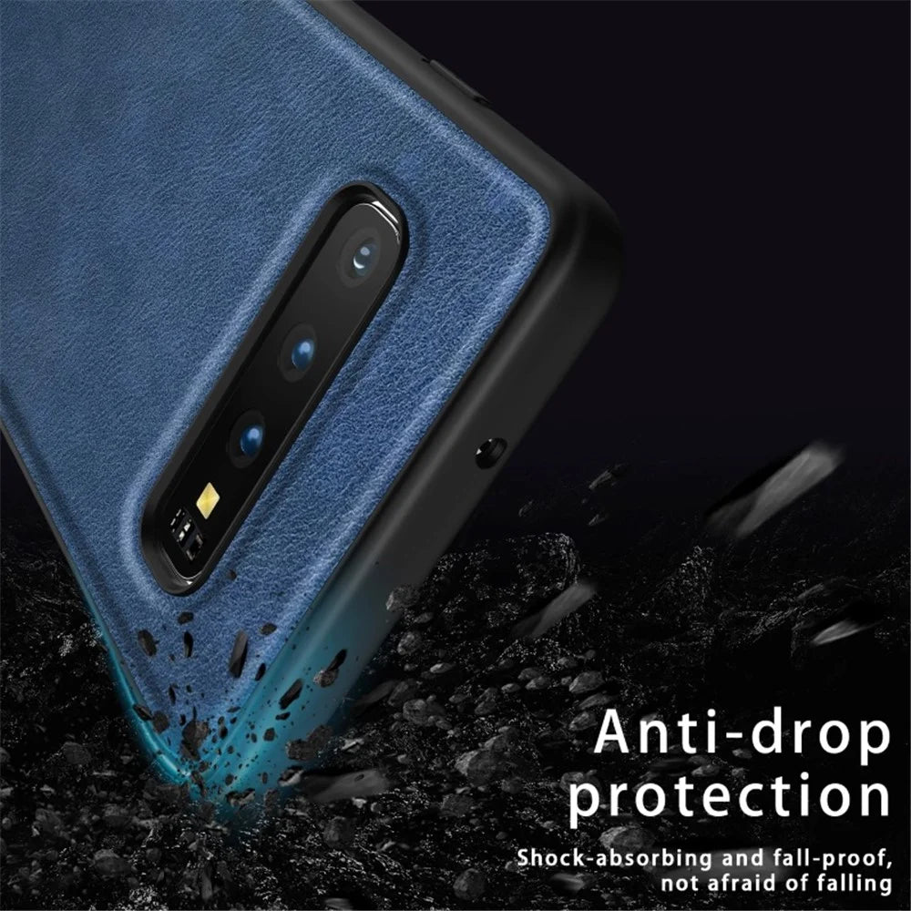 Phone Case for Samsung Galaxy S10 Plus , PU Leather Coated TPU+PC Retro Back Cover - Brown - 5