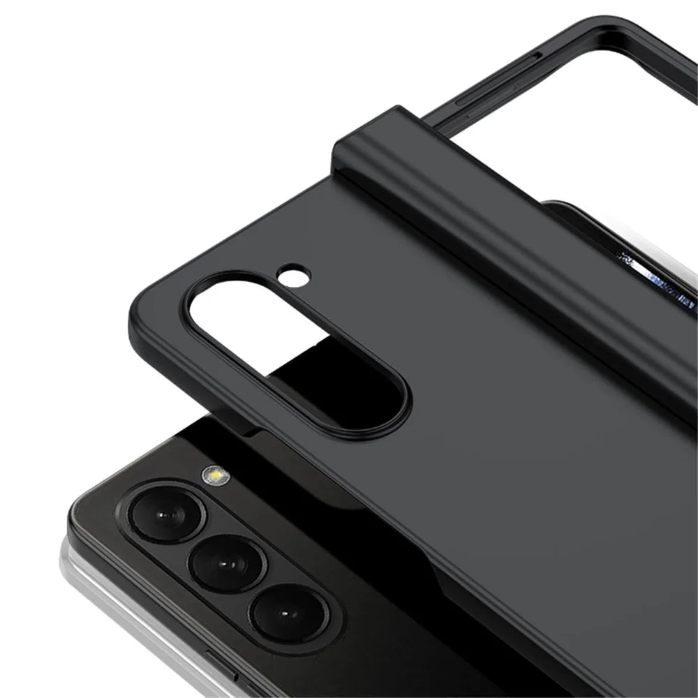 For Samsung Galaxy Z Fold5 5G Hinde Protection PC Phone Case Skin-touch Shockproof Cover - Black - 4