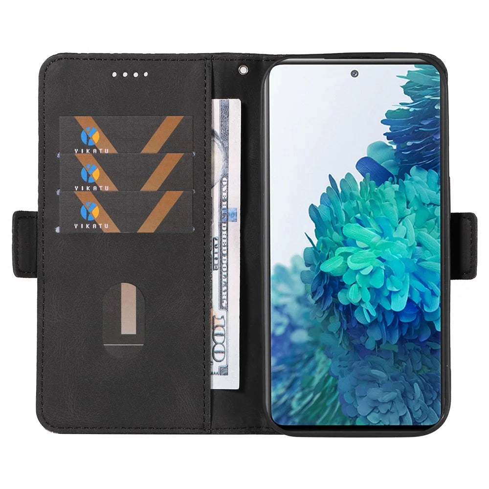 For Samsung Galaxy S20 FE / S20 FE 5G / S20 FE 2022 / S20 Lite Color Splicing Leather Case Rhombus Imprinted Wallet Stand Phone Cover - Black - 2