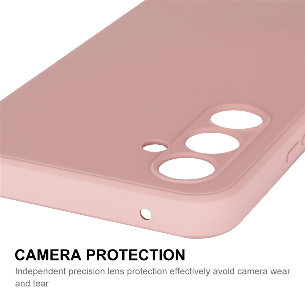 ENKAY HAT PRINCE For Samsung Galaxy A54 5G Anti-Dust Phone Case Precise Cutout Straight Edge Liquid Silicone Cover - Pink - 4